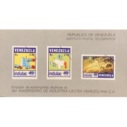 P) 1986 VENEZUELA, FDB, 45TH ANNIVERSARY INDULAC, COMMEMORATIVE STAMPS EMISSION, XF