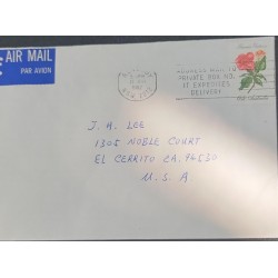 SP) 1982 AUSTRALIA, PINK, WITH CANCELLATION SLOGAN, CIRCULATED COVER TO USA, AIRMAIL, XF