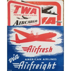 J) 1996 UNITED STATES, TWA TRANS WORLD AIRLINESS, AIRCARGO, AIRFRESH AMERICAN AIRLINES, POSTCARD, XF