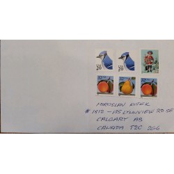 J) 1996 UNITED STATES, BIRD, FRUIT, MULTIPLE STAMPS, AIRMAIL, CIRCULATED COVER, FROM USA