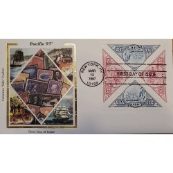 J) 1997 UNITED STATES, STAMPS ON STAMPS, COLORANO SILK CACHET, BOAT, FLOAT, FDC