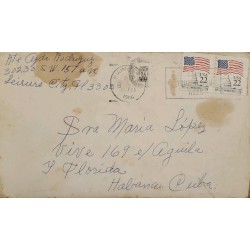 J) 1986 UNITED STATES, FLAG, WHITE HOSE, PAIR, WITH SLOGAN CANCELLATION, AIRMAIL, CIRCULATED COVER, FROM USA TO CARIBE