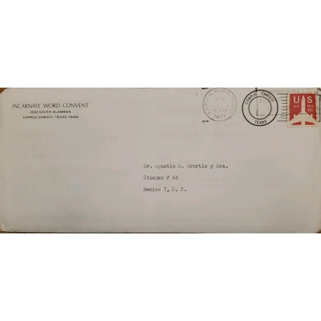 J) 1971 UNITED STATES, AIRPLANE, AIRMAIL, CIRCULATED COVER, FROM USA TO MEXICO