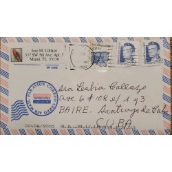 J) 2000 UNITED STATES, CLAIRE CHENNAULT, LUNCH WAGON, BIRD, AIRMAIL, CIRCULATED COVER, FROM MIAMI TO CARIBE