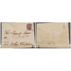 O) SPANISH ANTILLES, OFFICIAL MAIL, SEAL 1 onza, CIRCULATED COVER TO SAN CRISTOBAL, XF