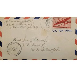J) 1944 UNITED STATES, AIRPLANE, PASSED BY NAVAL CENSOR, US NAVY, AIRMAIL, CIRCULATED COVER, FROM USA TO NEW YORK