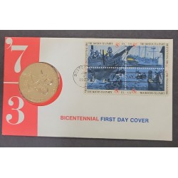 SP) 1973 UNITED STATES, BICENTENNIAL ERA BOSTON TEA PARTY, WITH A COMMEMORATIVE COIN, FDC