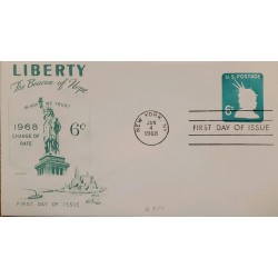 J) 1968 UNITED STATES, POSTAL STATIONARY, STATUTE OF LIBERTY, FDC