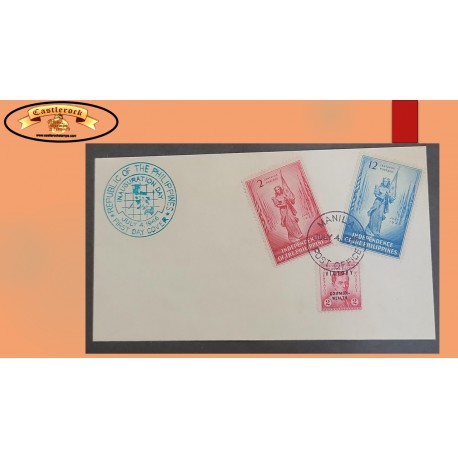 O) 1946 PHILIPPINES, INDEPENDENCE, PHILIPPINE GIRLS HOLDING FLAG OF THE REPUBLIC, FDC XF