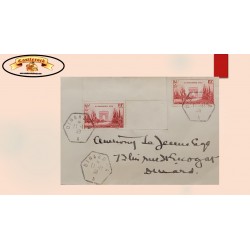 O) 1938 FRANCE, STAMP WITH LEAF EDGE, VICTORY PARADE PASSING ARC DE TRIOMPHE, ARMISTICE, CIRCULATED TO DINARD, XF