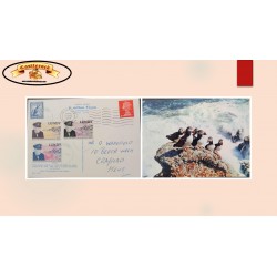 O) 1969 GREAT BRITAIN, SEABIRDS ARE FOUND, LUNDY, WINSTON CHURCHILL, LIGHTHOUSE, QUEEN ELIZABETH II. POSTAL CARD, CIRCULATED