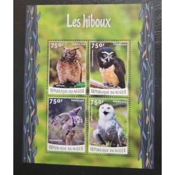 SO) 2016 REPUBLIC OF NIGER, THE OWLS, BIRDS, NATURE, REMEMBER SHEET, MNH