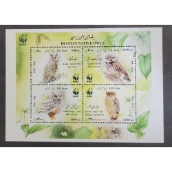SO) 2011 IRAN, OWLS, BIRDS, WWF, NATURE, PLANTS, SOUVENIR BLADE, MNH
