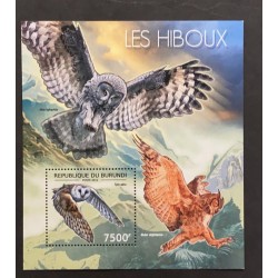 SO) 2012 BURUNDI, THE OWLS, BIRDS, NATURE, SOUVENIR SHEET, MNH