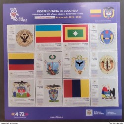 O) 2021 COLOMBIA, INDEPENDENCE OF COLOMBIA, PATRIOUS SYMBOLS, COAT OF ARMS OF THE FREE AND INDEPENDENT STATE OF CUNDINAMARCA