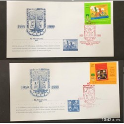 SO) 1999 MEXICO, 40TH ANNIVERSARY OF THE BOOKS, FREE TEXTS, SERIES OF 2 FDC