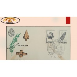 O) 1967 URUGUAY, PREHISTORY, MEN MAKING TOOLS. ARCHEOLOGY, INDIGENOUS LANCE PUZZLES, FDC WITH TONE