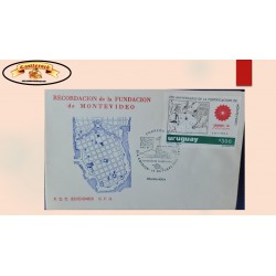 O) 1974 URUGUAY, URUEXPO PHILATELIC EXHIBITION, FORTIFICATION OF MONTEVIDEO, OLD MAP OF MONTEVIDEO BAY, FDC XF