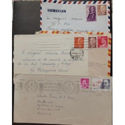 SO) LOT OF ENVELOPES FROM SPAIN, CIRCULATED TO MEXICO, AIR MAIL