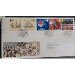 SO) 1992 ENGLAND, COLON, EUROPE, SHIPS, OLYMPICS, FLAGS, STADIUMS, FDC