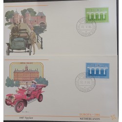SO) 1984 HOLLAND, EUROPE, CARS, CASTLES, SERIES OF 2 FDC