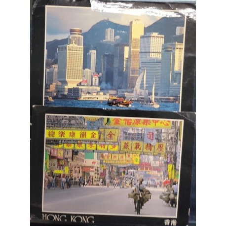 SO) 1986 HONG KONG, POSTCARD, TALL BUILDINGS, CITY, BOATS, BICYCLE, SHIPPED TO MEXICO BY AIRMAIL