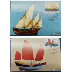 SO) JOINT ISSUE PORTUGAL CHINA, HISTORICAL SHIPS, SERIES OF 2 SOUVENIR SHEET MNH