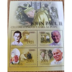 SO) 2001 TANZANIA, POPE JOHN PAUL II, PONTIFF, SOUVENIR SHEET, MNH