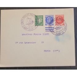 O) 1941 FRANCE, MARSHAL PETAIN, EXHIBITION PHILATELIC PARIS, CANCELLATION,  CIRCULATED TO PARIS, XF