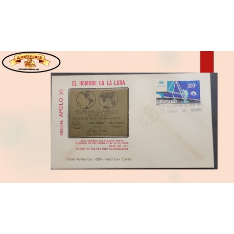 O) 1970 URUGUAY, SPACE, NEIL A. ARMSTRONG STEPPING ONTO MOON, 1st ANNIVERSARY OF MAN´S 1st LANDING ON THE MOON, FDC XF