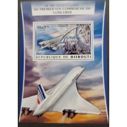 SO) DJIBOUTI MNH SOUVENIR SHEET 40 YEARS AFTER THE FIRST FLIGHT OF CONCORDE