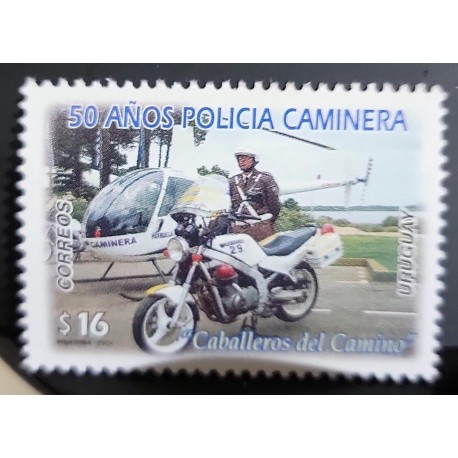 SO) URUGUAY, POLICE, MOTORCYCLE, HELICOPTER, 50 YEARS, MNH