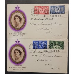 SO) 1953 ENGLAND, CORONATION OF QUEEN ELIZABETH, SERIES OF 2, DESTINED TO USA