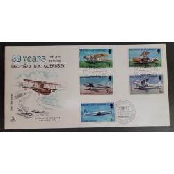 SO) GUERNSEY 1973 50th ANNIVERSARY OF AIR SERVICE SET OF 5, FDC