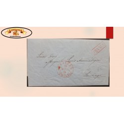 O) 1870 CHILE, FRANCA, ANJELES CANCELLATION IN RED, CIRCULATED TO SANTIAGO, XF