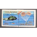 SO) COOK ISLANDS, PAIR OF RINGS, HELICOPTER, PARACHUTE