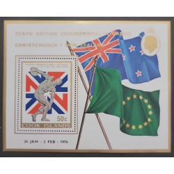 SO) 1974 COOK ISLANDS, BRITISH COMMONWEAL TENTH GAMES, CHRISTCHURCH NEW ZEALAND,FLAGS, SOUVENIR SHEET, MNH