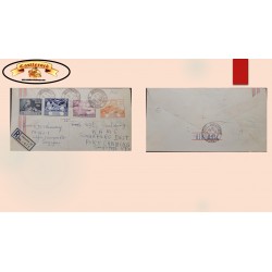 O) 1949 SINGAPORE, MALAYA, UPU, UNIVERSAL POSTAL UNION, 50c slate, 15c indigo, 10c rose violet, 25c orange, FROM SERANGOON, XF