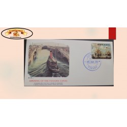 O) 1985 PANAMA, BATTLE PAINTING BY WILLEM VAN DE VELDE, OPENING OF THE PANAMA CANAL, ATLANTIC AND PACIFIC, FDC XF