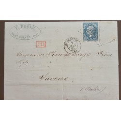 SO) 1864 CLASSIC LETTER FROM FRANCE, NAPOLEON III, CIRCULATED TO ITALY