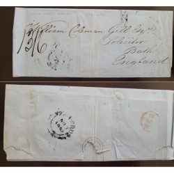 SO) SEA MAIL, BRITISH OFFICE IN VERACRUZ, TO BATH ENGLAND, RECEIPT MARKS, INCLUDES LETTER, VERY HIGH PERIOD PORTE, 1830
