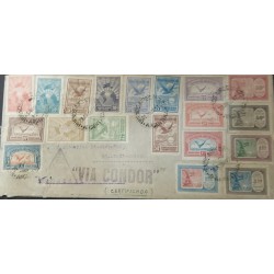SO) BE IMPRESSED ABOUT CIRCULATED, ZEPELIN FLIGHT VIA CONDOR, CERTIFIED, WITH VARIETY OF COLORS OF THE STAMPS