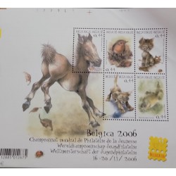 SO) 2006 BELGIUM, WORLD JUNIOR PHILATELY CHAMPIONSHIP, ANIMALS, FISH, HORSE, BIRD, CAT, MNH