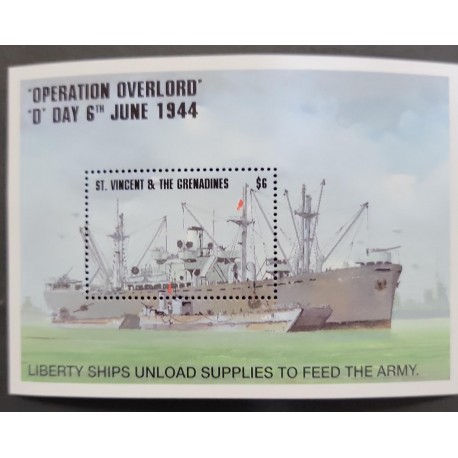 SO) OPERATION OVERLORD, JUNE 6, 1944, ST. VINCENT AND THE GRENADINES, LIBERTY SHIPS UNLOAD SUPPLIES TO FEED THE ARMY