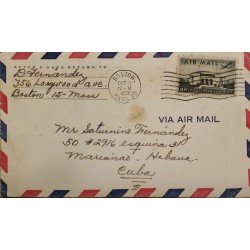 J) 1958 UNITED STATES, WHITE HOUSE, AIRPLANE, AIRMAIL, CIRCULATED COVER, FROM BOSTON TO CARIBE