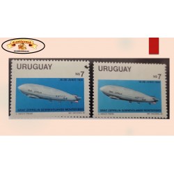 O) 1983 URUGUAY, COLOR VARIETY, GRAF ZEPPELIN FLIGHT OVER MONTEVIDEO, SCT 1145, MNH