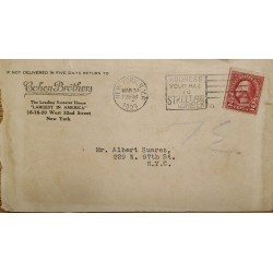 J) 1925 UNITED STATES, WASHINGTON, WHIT SLOGAN CANCELLATION, AIRMAIL, CIRCULATED COVER, FROM NEW YORK