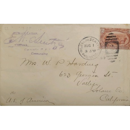 J) 1899 UNITED STATES, HORSE, CIRCULATED COVER, FROM USA TO CALIFORNIA, PHILIPPHINES US OCCUPATION