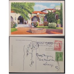 SO) 1930 USA, ENTRANCE TO CASINO, WISHING WELL IN FOREGROUND, AGUA CALIENTE, MEXICO , 1CENT IN GREEN