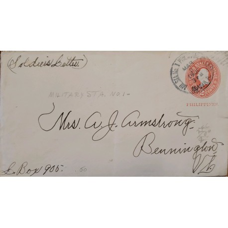 J) 1900 UNITED STATES, WASHINGTON, 2 CENTS ORANGE, US OCCUPATION IN PHILIPPINES, SOLDIER LETTERS